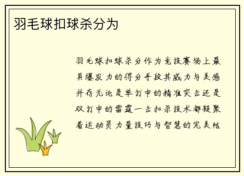 羽毛球扣球杀分为